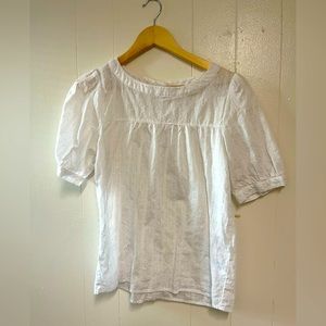 Jane + Delancey white cotton blouse with stitches pattern. Size S